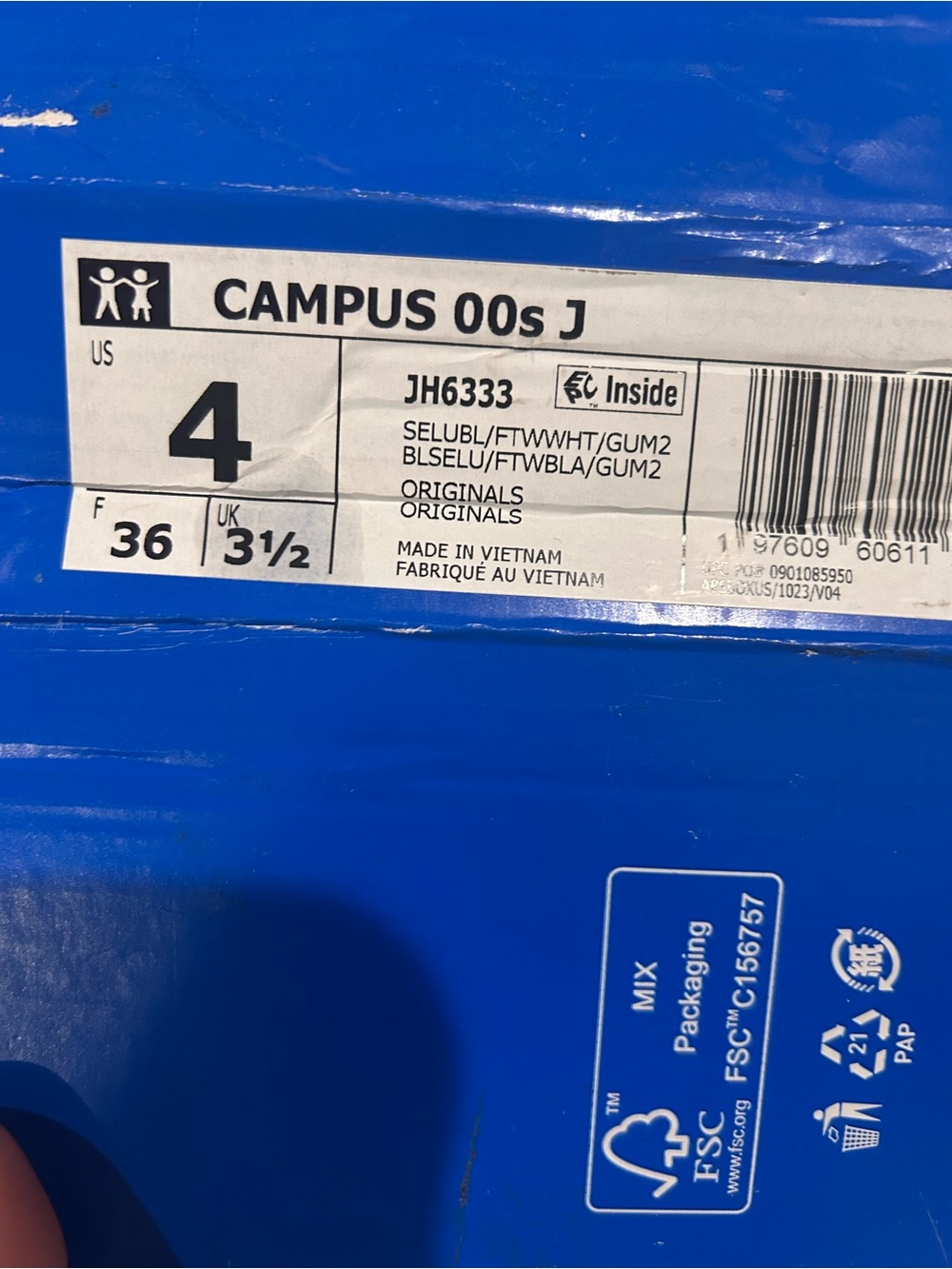 adidas Campus 00s J Box Label in Bright Blue